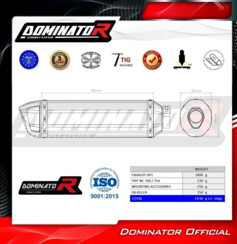Прямоток Honda NC 700 / 750 S 2012 - 2020 DOMINATOR HP1 черный