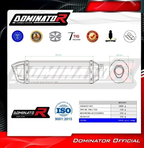 Прямоток Honda NC 700 / 750 S 2012 - 2020 DOMINATOR HP1 черный