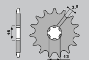 Приводная звезда SUZUKI TS 50, YAMAHA DT50 MX/RD50MX (562-12) CHT 41512K (JTF563.12)