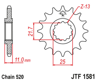 Приводная звезда YAMAHA YZF R6 '99-20', FZ6 '04-09' JT JTF1581.13