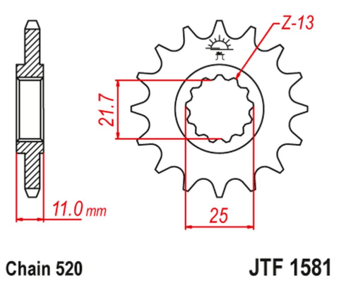 Приводная звезда YAMAHA YZF R6 '99-20', FZ6 '04-09' JT JTF1581.13