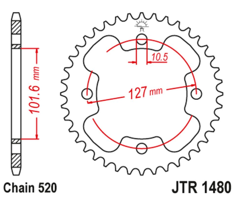 Приводная звезда POLARIS 450 OUTLAW '08-10', 500 PREDATOR '03-07', 525 OUTLAW '08-10' JT JTR1480.37