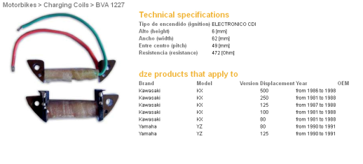 Котушка запалювання KAWASAKI KX250 81-88 DZE ELEKTRYKA 1227-01