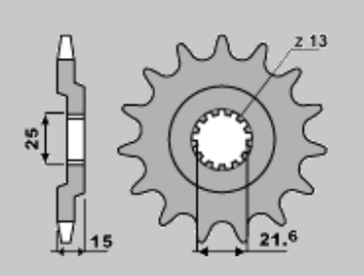 Приводная звезда KAWASAKI GPZ 750 83-89 CHT 52815K (JTF 514.15)