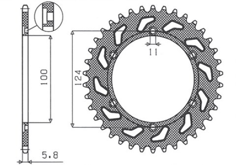 Приводная звезда DUCATI 750SS '91-'98, 900 '92-'98 SUNSTAR SUN1-3435-39 (JTR735.39)