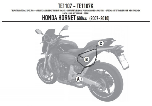 Кріплення під бічні сумки KAPPA Honda CB 600 Hornet/ABS (07-10) TE1107K