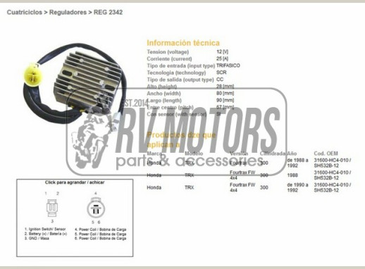 Регулятор напруги HONDA TRX300 FOURTRAX 88-92 DZE ELEKTRYKA 2342-01