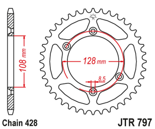 Приводная звезда KAWASAKI KLX 125 '03-06, SUZUKI DR-Z 125 '03-20 JT JTR797.57