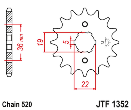 Приводная звезда HONDA TRX 250/300 '87-09', CR 250 '82-85', CR500 '84-85' JT JTF1352.12