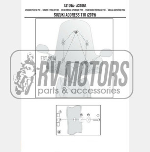 Крепление ветрового стекла Kappa Suzuki Address 110 (2015) A3109A