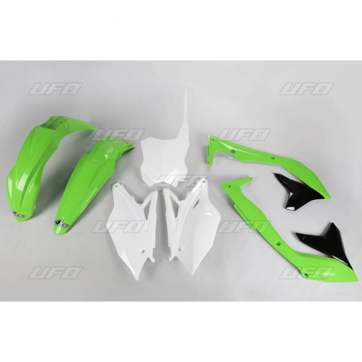 Комплект пластика UFO KAWASAKI KXF 450 '18 (зелёный/белый/чёрный) KA226E999