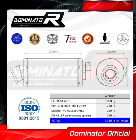 Прямоток DOMINATOR HONDA VFR 800 F GP 1 2014 - 2019