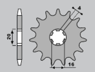 Приводная звезда KAWASAKI KX65/80/85 CHT 56014K (JTF546.14)
