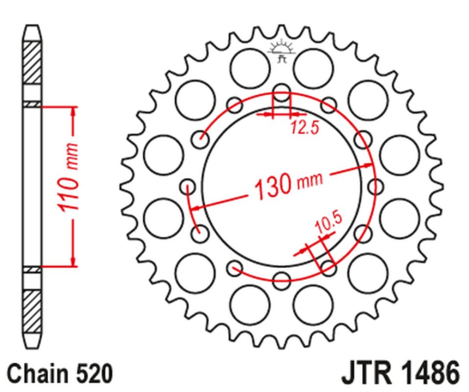 Приводная звезда HONDA TRX 200 '90-97', KAWASAKI EL 250 '88-03' JT JTR1486.44