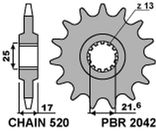 Приводная звезда HONDA CB 500F/X '13-15, CBR 500R `13-15 PBR 20421518NC