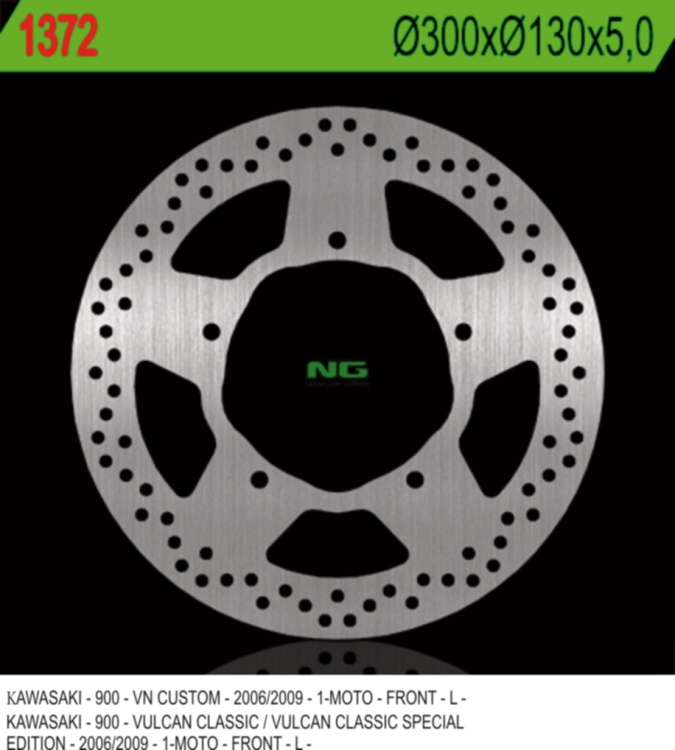 Тормозной диск NG передний KAWASAKI VN 900 CLASSIC/CUSTOM '06-'09 (300X130X5MM) NG1372