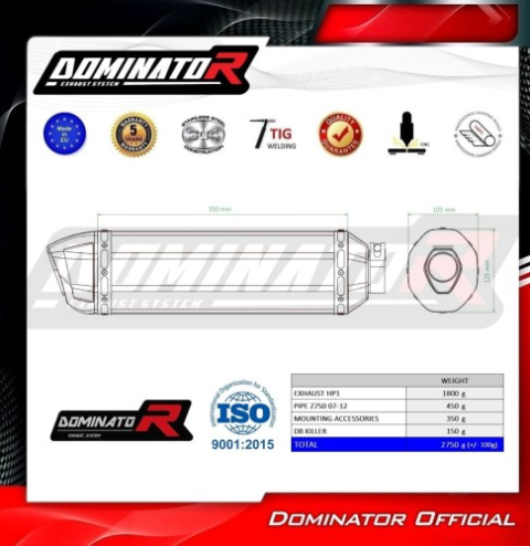 Прямоток Kawasaki Z750 2007-2012 DOMINATOR HP1 черный