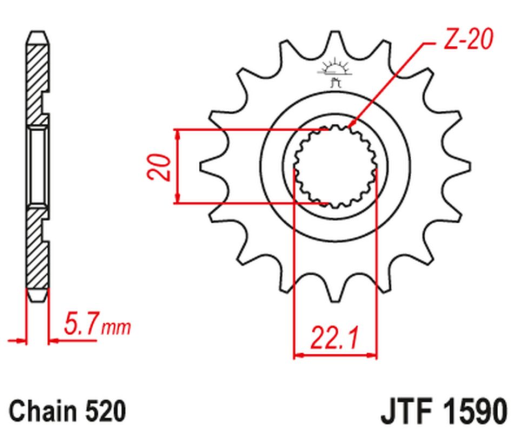 Приводная звезда YAMAHA YZF 250 '01-'17, WR 250F '01-'17 JT JTF1590.13
