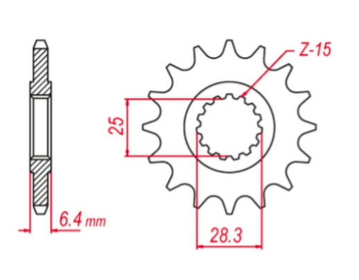 Приводная звезда YAMAHA YFZ 450 '09-'19, YFM 700 RAPTOR '06-'19 GROSSKOPF 216814G (JTF1592.14)