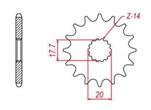 Приводная звезда YAMAHA YZ 85 '02-'21 (+1) DT 125R/X '90-'06 (-1), TZR 125 '93-'99 (-1) GROSSKOPF 57715G (JTF558.15)