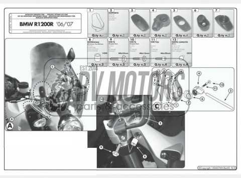 Крепление ветрового стекла Kappa BMW R1200R A147A