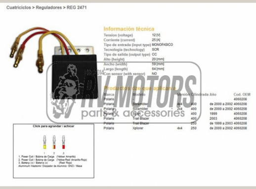 Регулятор напруги POLARIS SCRAMBLER 400 00-02, TRAIL BLAZER 250/400 DZE ELEKTRYKA 2471-01