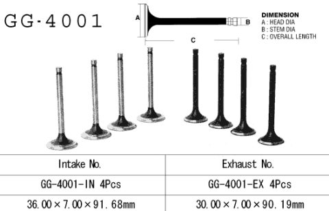 Клапан впускной KAWASAKI Z 900 '73-'77 VESRAH GG-4001-IN