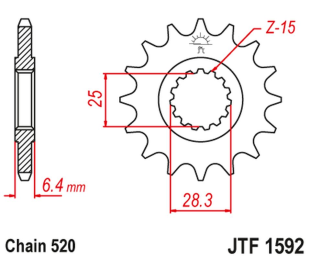 Приводная звезда YAMAHA YFZ 450/YFM 700 RAPTOR '06-'19 JT JTF1592.16