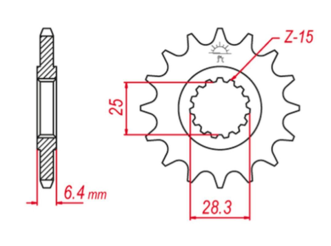Приводная звезда YAMAHA YFZ 450 '09-'19, YFM 700 RAPTOR '06-'19 (+1) GROSSKOPF 216815G (JTF1592.15)