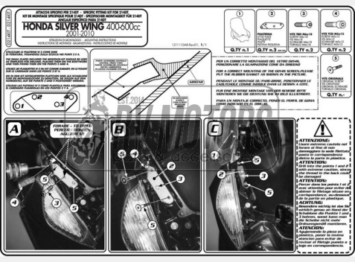 Кріплення вітрового скла Kappa Honda SilverWing 400-600CCM (01-10) D214KIT