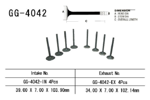 Клапан впускной KAWASAKI ZR 1100 ZEPHYR VESRAH GG-4042-IN