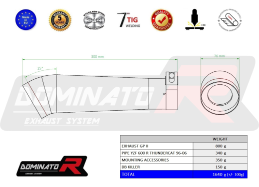 Прямоток DOMINATOR YAMAHA YZF 600 R THUNDERCAT GP 2 1996 - 2006 