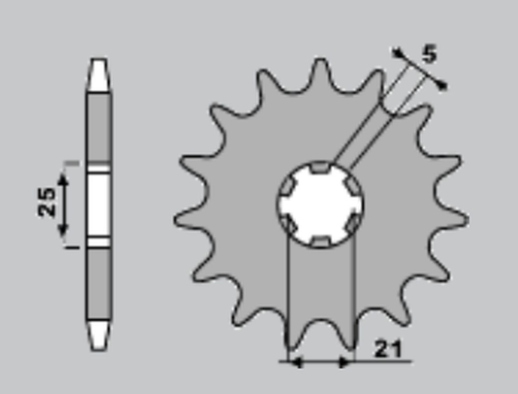 Приводная звезда KAWASAKI KX 250 '87-'98, YAMAHA YZ 250 '77-'98, XV 250`89-15 CHT 56914K (JTF569.14)