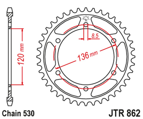 Приводная звезда YAMAHA FZ 600 '86-88 (STD.46) XJ 600 '86-88, YX 600 RADIAN '88-90 JT JTR862.46