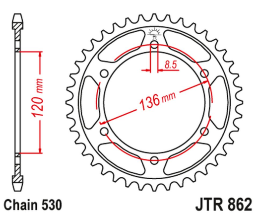 Приводная звезда YAMAHA FZ 600 '86-88 (STD.46) XJ 600 '86-88, YX 600 RADIAN '88-90 JT JTR862.46