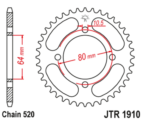 Приводная звезда YAMAHA YFA BREEZE '89-'04, YFM 125 GRIZZLY '04-'12 (+4) JT JTR1910.36
