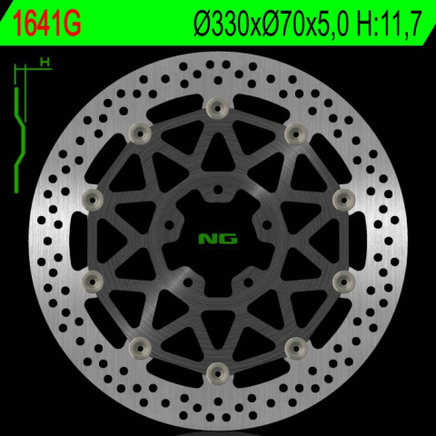 Тормозной диск NG передний KAWASAKI ZX 10R 17-18 (330X70X5,0MM) (5X10,5MM) NG1641G