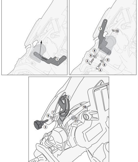 Крепление ветрового стекла Kappa BMW R1200 GS (13-15) / Adventure (14-15) D5108KIT
