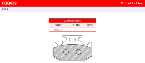 Тормозные колодки FERODO FDB659SG = FDB659SG PLUS