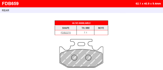 Гальмівні колодки FERODO FDB659SG=FDB659SG PLUS