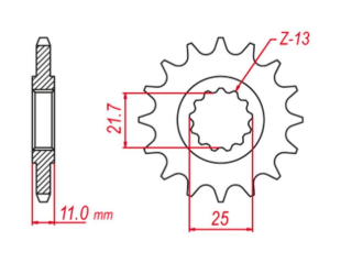 Приводная звезда YAMAHA FZ6 '04-'09 (-1), YZF-R6 '99-'20 (-1) GROSSKOPF 58015G (JTF580.15)