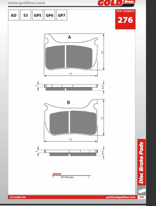 Гальмівні колодки Goldfren 276 S3