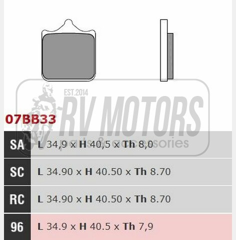 Гальмівні колодки BREMBO BRM 07BB33SA