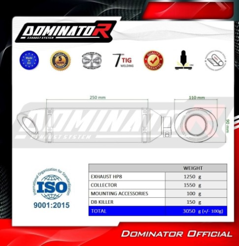 Полная система выхлопа Suzuki GSX-8S / GSX-8R 2023 - 2025 DOMINATOR HP8 черный