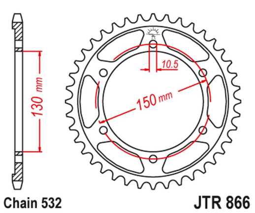 Приводная звезда YAMAHA FZR 750R '89, YZF 750R '93-97 (STD.43) XJR 1200 '95-98, (STD.+5) JT JTR866.43