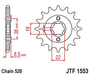 Приводная звезда YAMAHA XT 250 TL (JAPAN) '83-84' SRX 250 '87' JT JTF1553.15