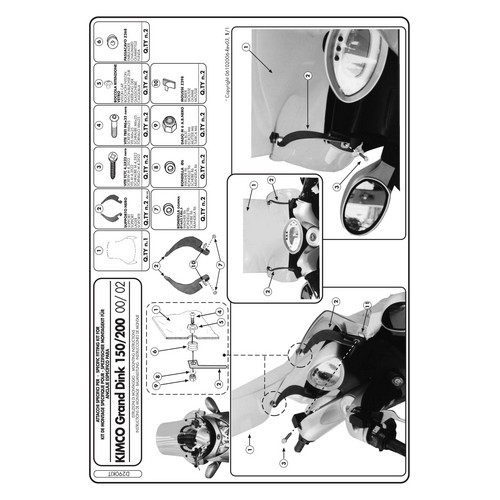 Кріплення вітрового скла Kappa KYMCO DINK 125-150-250 (00-07) D290KIT