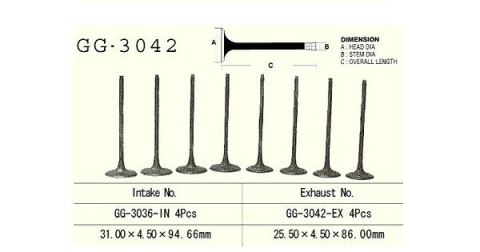 Клапан выпускной SUZUKI DL 650/SV 650 '99-'17 VESRAH GG-3042-EX