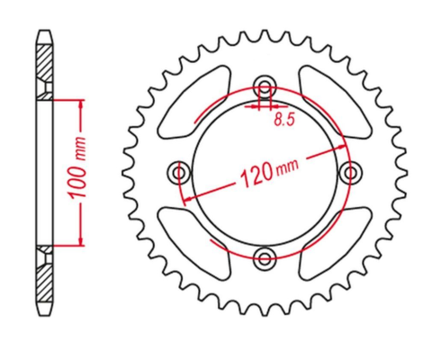 Приводная звезда SUZUKI RM 80/85 '02-'18, YAMAHA YZ 80/85 '93-'20 GROSSKOPF 79856B (JTR798.56)