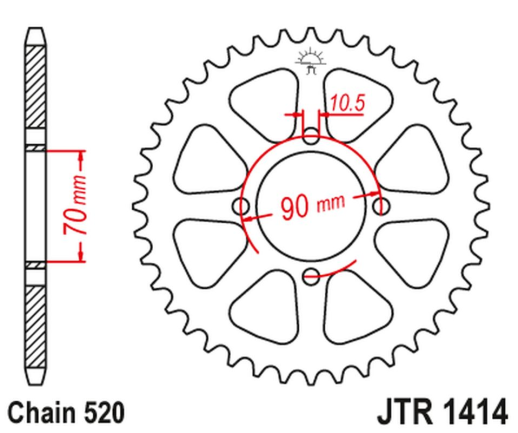 Приводная звезда KAWASAKI KSF 250 MOJAVE '87-04', KEF 300 LAKOTA '95-03' JT JTR1414.41